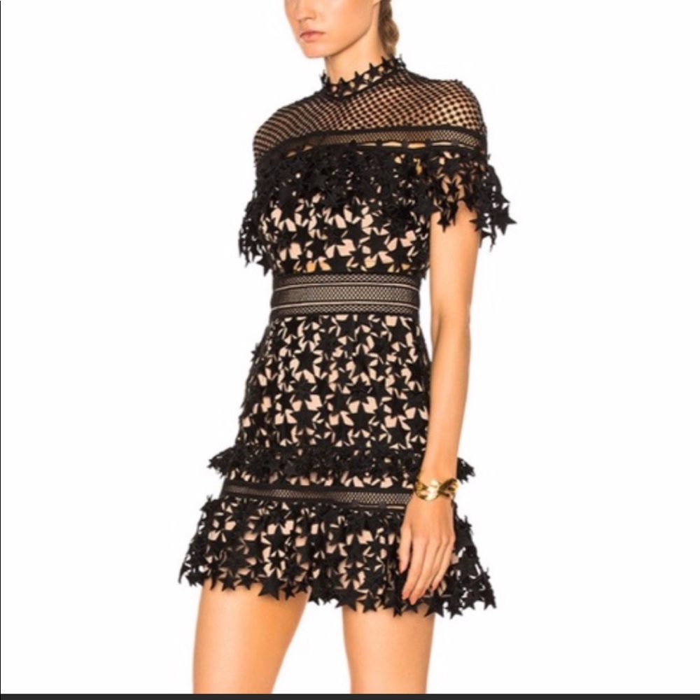 Self-Portrait Yoke Frill Star Mini Dress